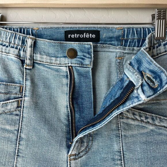 Retrofete Myla Acidwash High Rise Tapered Light Denim Jogger Jeans Size 24 - Picture 6 of 12